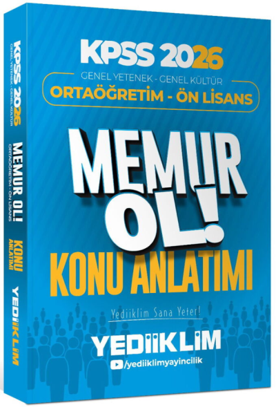2026 KPSS Lise Ortaöğretim Ön Lisans MEMUR OL Konu Anlatımlı Tek Kitap Yediiklim Yayınları YKS Fotokopi