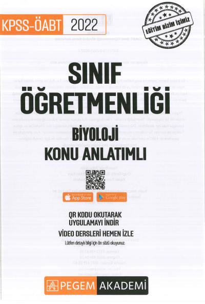 SINIF ÖĞRETMENLİĞİ BİYOLOJİ KONU ANLATIMLI YKS Fotokopi