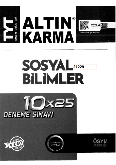 TYT Sosyal Bilimler Komisyondan 10x25 Deneme YKS Fotokopi
