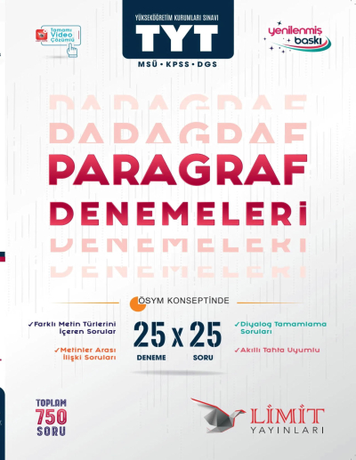 TYT Paragraf 25 X 25 Denemeleri Limit Yayınları YKS Fotokopi