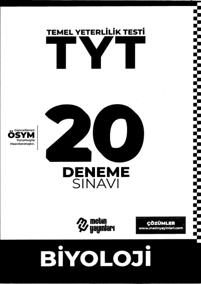 TYT Biyoloji 20 Deneme YKS Fotokopi