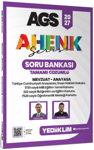 2027 MEB-AGS Mevzuat-Anayasa Soru Bankası Çözümlü Ahenk Serisi Yediiklim Yayınları YKS Fotokopi