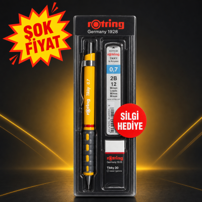 Rotring Tikky 0.7 Uçlu Kalem 2B Kalem Ucu Silgi li 3'lü Set YKS Fotokopi
