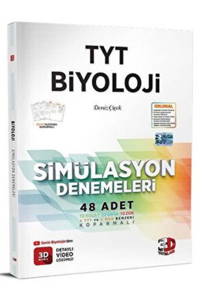 2025 TYT Biyoloji Simülasyon Denemeleri Detaylı Video Çözümlü 3D Yayınları YKS Fotokopi