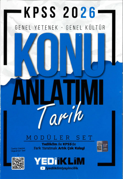 TARİH Yediiklim 2026 KPSS Genel Yetenek Genel Kültür Konu Anlatımı Modüler Yediiklim Yayınları YKS Fotokopi