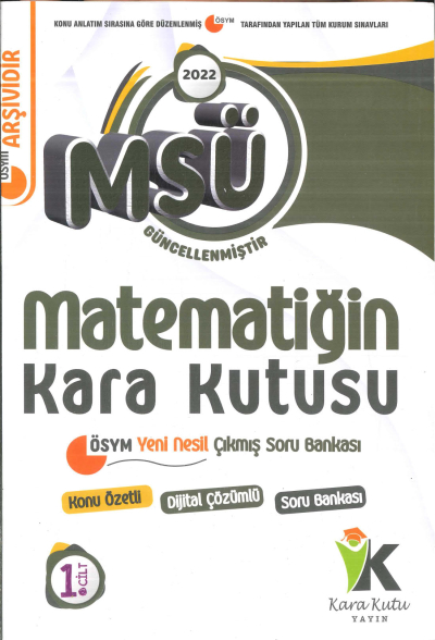 MSÜ MATEMATİĞİN KARA KUTUSU SORU BANKASI 1. CİLT YKS Fotokopi
