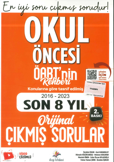 ÖABT OKUL ÖNCESİ ÖĞRETMENLİĞİ 2016-2023 ORJİNAL ÇIKMIŞ SORULAR YKS Fotokopi