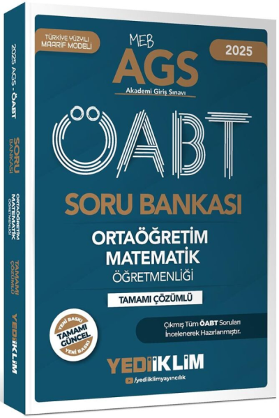 2025 MEB AGS ÖABT Ortaöğretim Matematik Öğretmenliği Tamamı Çözümlü Soru Bankası Yediiklim Yayınları YKS Fotokopi