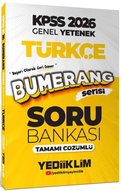 2026 KPSS Türkçe Bumerang Soru Bankası Çözümlü Yediiklim Yayınları YKS Fotokopi