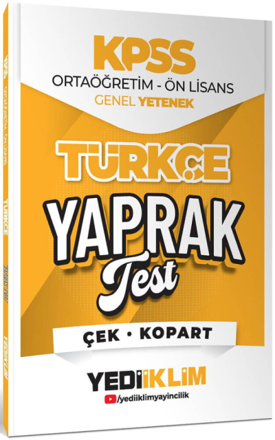2026 KPSS Ortaöğretim-Önlisans Türkçe Çek Kopart Yaprak Test Yediiklim Yayınları YKS Fotokopi