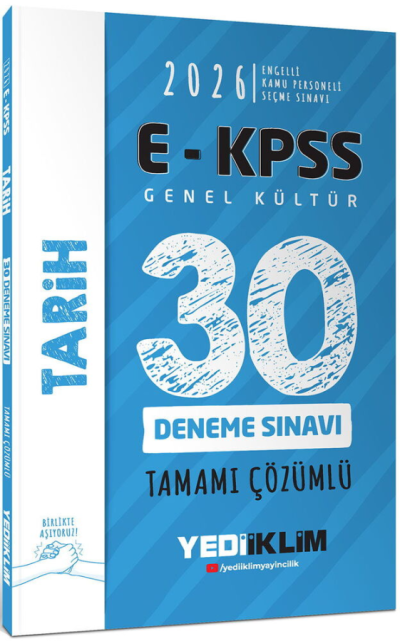 2026 E-KPSS Tüm Adaylar İçin Genel Kültür Tarih Tamamı Çözümlü 30 Deneme Sınavı Yediiklim Yayınları YKS Fotokopi