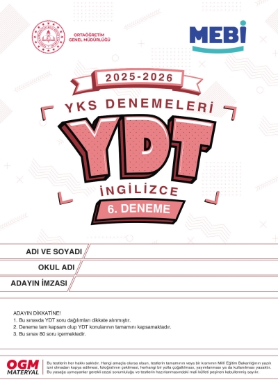 MEBİ YKS Denemeleri YDT 6. Deneme