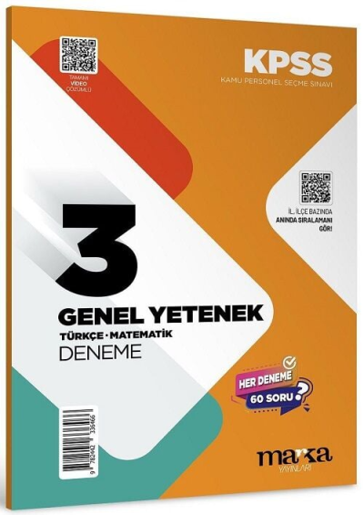 KPSS Türkçe Matematik Genel Yetenek Video Çözümlü 3 Deneme Sınavı Marka Yayınları YKS Fotokopi
