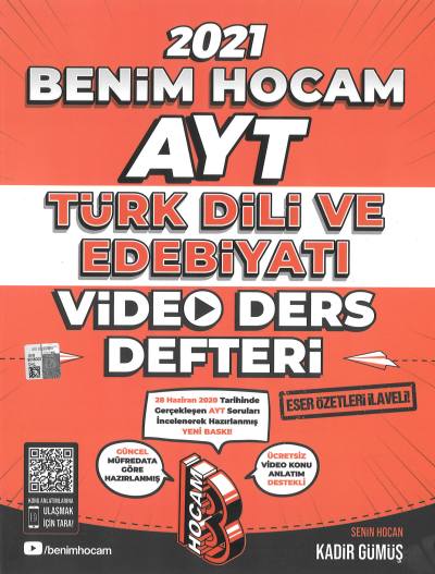 AYT TÜRK DİLİ VE EDEBİYATI VİDEO DERS DEFTERİ YKS Fotokopi