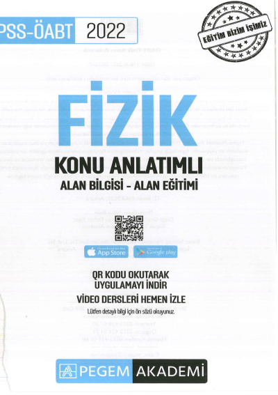FİZİK KONU ANLATIMI ALAN BİLGİSİ-ALAN EĞİTİMİ YKS Fotokopi
