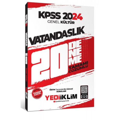 2024 KPSS Genel Kültür Vatandaşlık Tamamı Çözümlü 20 Deneme YKS Fotokopi