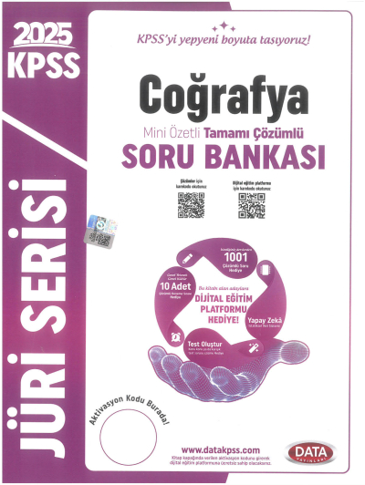2025 KPSS Coğrafya Jüri Serisi Mini Özetli Tamamı Çözümlü Soru Bankası Data Yayınları YKS Fotokopi