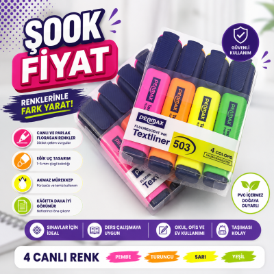 PENMAX 4 RENK FOSFORLU KALEM YKS Fotokopi