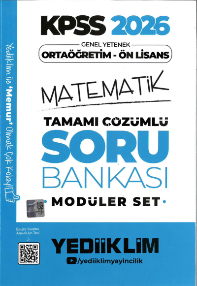 2026 KPSS Lise Ortaöğretim Ön Lisans Soru Bankası Çözümlü Modüler MATEMATİK Yediiklim Yayınları YKS Fotokopi