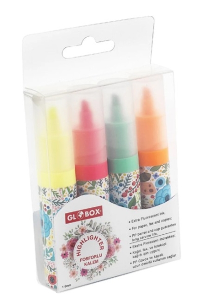 Globox Fosforlu Kalem Baskılı 4 Lü Set YKS Fotokopi