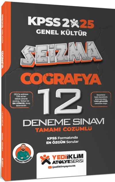2025 KPSS Coğrafya Genel Kültür Atölye Serisi Seizma Tamamı Çözümlü 12 Deneme Sınavı Yediiklim Yayınları YKS Fotokopi