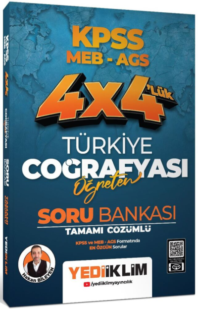 2025 KPSS MEB AGS 4x4 Öğreten Türkiye Coğrafyası Tamamı Çözümlü Soru Bankası Yediiklim Yayınları YKS Fotokopi