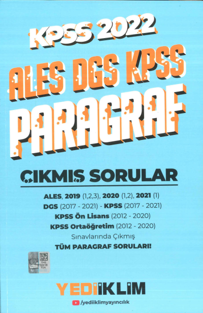 ALES DGS KPSS PARAGRAF ÇIKMIŞ SORULAR YKS Fotokopi