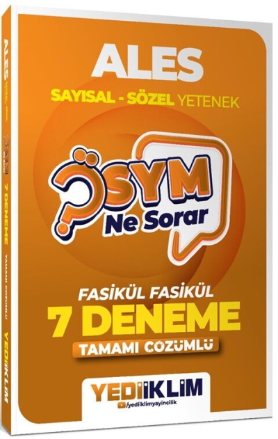 2027 ÖSYM Ne Sorar ALES Tamamı Çözümlü Fasikül 7 Deneme Yediiklim Yayınları YKS Fotokopi