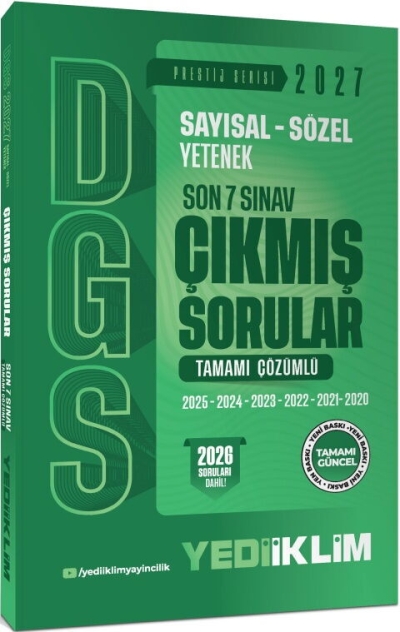 2027 DGS Sayısal Sözel Yetenek Son 7 Sınav Tamamı Çözümlü Çıkmış Sorular Yediiklim Yayınları YKS Fotokopi