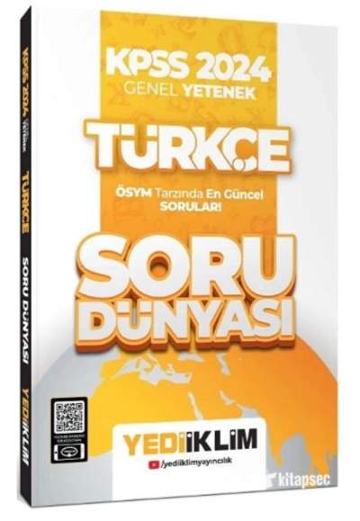 2024 KPSS Türkçe Soru Dünyası Soru Bankası Çözümlü Yediiklim Yayınları YKS Fotokopi