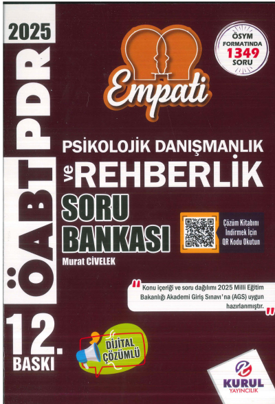 2025 AGS ÖABT Empati Psikolojik Danışmanlık ve Rehberlik Çözümlü Soru Bankası Kurul Yayıncılık YKS Fotokopi