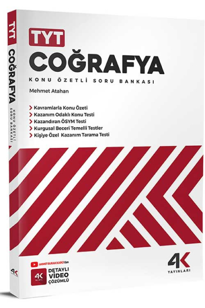 TYT Coğrafya Konu Özetli Soru Bankası 4K Yayınları YKS Fotokopi