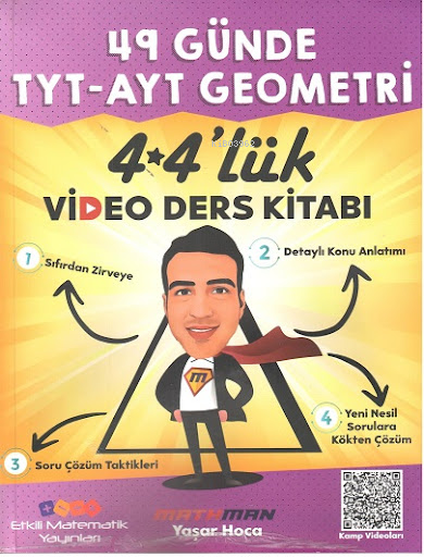 49 GÜNDE TYT-AYT GEOMETRİ 4*4'lÜK VİDEO DERS KİTABI YAŞAR HOCA MATHMAN YKS Fotokopi