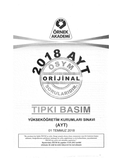 2018-2019-2020 AYT Denemesi YKS Fotokopi