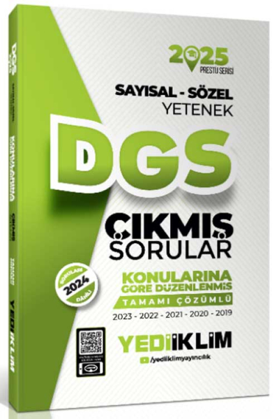2025 DGS Sayısal-Sözel Yetenek Tamamı Çözümlü Konularına Göre Çıkmış Sorular Yediiklim Yayınları YKS Fotokopi