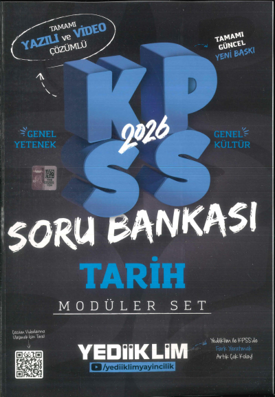 TARİH 2026 KPSS Genel Yetenek Genel Kültür Hem Yazılı Hem Video Çözümlü Soru Bankası Modüler Yediiklim Yayınları YKS Fotokopi