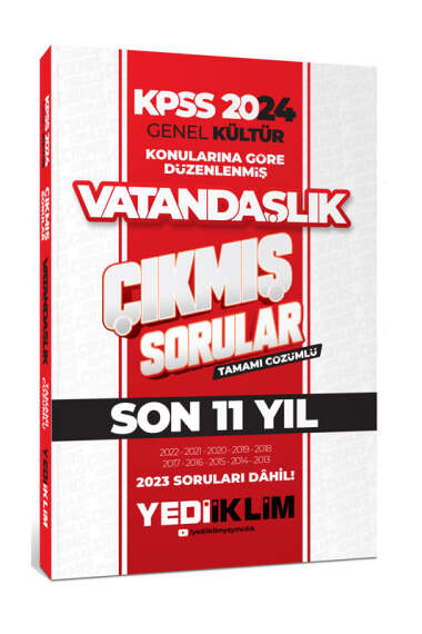 2024 KPSS Genel Kültür Lisans Vatandaşlık Konularına Göre Tamamı Çözümlü Çıkmış Sorular (2013-2023) YKS Fotokopi