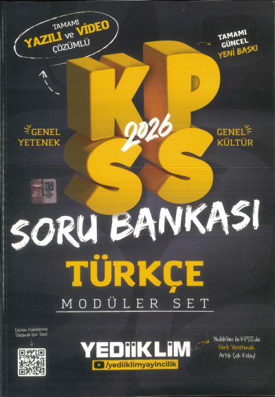 TÜRKÇE 2026 KPSS Genel Yetenek Genel Kültür Hem Yazılı Hem Video Çözümlü Soru Bankası Modüler Yediiklim Yayınları YKS Fotokopi