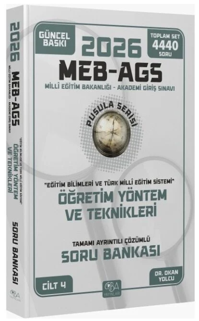 2026 MEB-AGS Eğitim Bilimleri Öğretim Yöntem ve Teknikleri Soru Bankası Çözümlü Pusula Serisi CBA Yayınları YKS Fotokopi