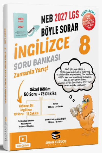2027 8. Sınıf LGS İngilizce Soru Bankası Sinan Kuzucu Yayınları YKS Fotokopi