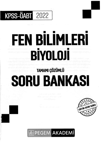 FEN BİLİMLERİ BİYOLOJİ TAMAMI ÇÖZÜMLÜ SORU BANKASI YKS Fotokopi