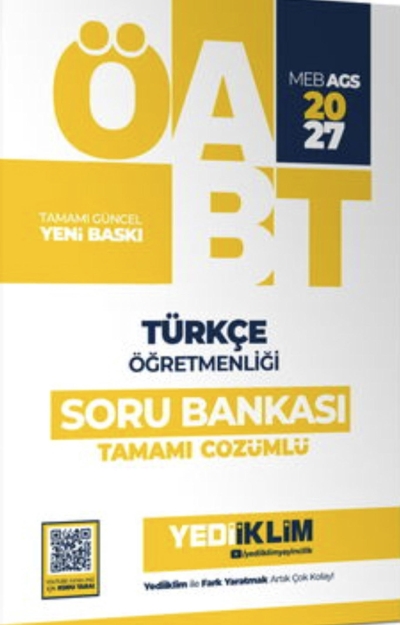 ÖABT MEB-AGS Türkçe Öğretmenliği Soru Bankası Çözümlü Yediiklim Yayınları YKS Fotokopi