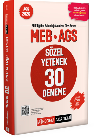 2026 MEB-AGS Sözel Yetenek 30 Deneme Çözümlü Pegem Akademi Yayınları YKS Fotokopi