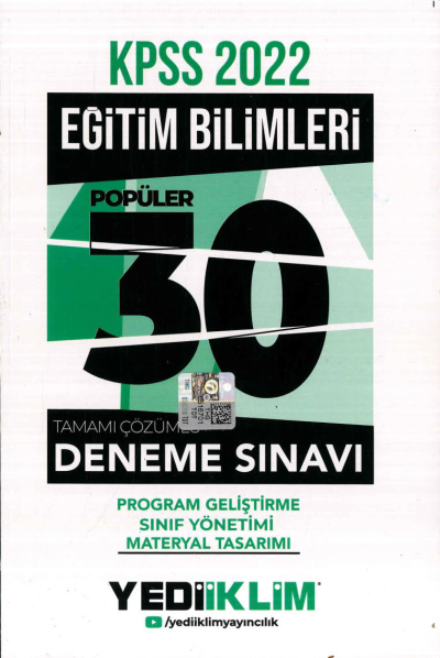 PROGRAM SINIF MATERYAL 30LU DENEME SINAVI TAMAMI ÇÖZÜMLÜ YKS Fotokopi