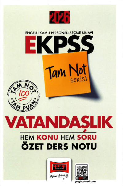 2026 E KPSS Tam Not Serisi Vatandaşlık Hem Konu Hem Soru Özet Ders Notu Yargı Yayınları YKS Fotokopi