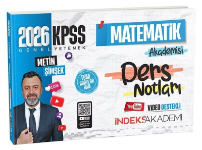 2026 KPSS Matematik Akademisi Video Ders Notları Metin Şimşek İndeks Akademi Yayıncılık YKS Fotokopi