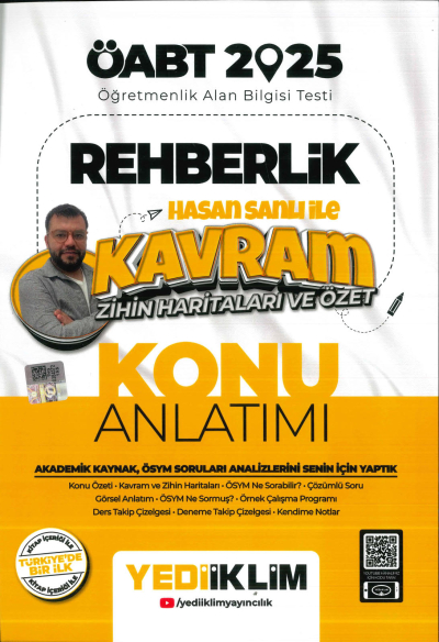 2025 ÖABT Rehberlik Hasan Sanlı ile Kavram Zihin Haritaları ve Özet Konu Anlatımı Yediiklim Yayınları YKS Fotokopi