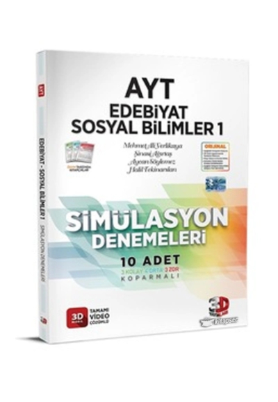 AYT Edebiyat Sosyal Bilimler 1 Simülasyon Denemeleri Tamamı Video Çözümlü 3D Yayınları YKS Fotokopi