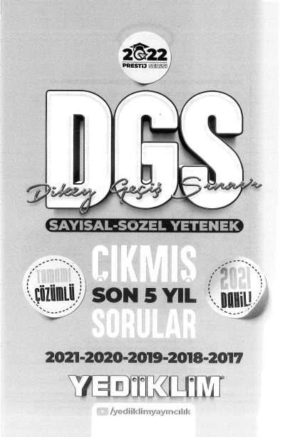 DGS SAYISAL SÖZEL YETENEK SON 5 YIL ÇIKMIŞ SORULAR ÇÖZÜMLÜ YKS Fotokopi