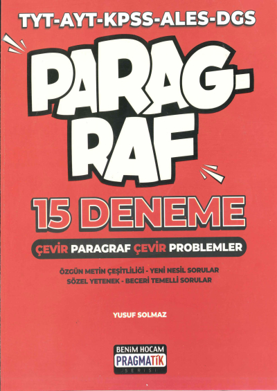 Tüm Sınavlar İçin Çevir Problemler 25 Deneme Çevir Paragraf 15 Deneme Pragmatik Serisi YKS Fotokopi